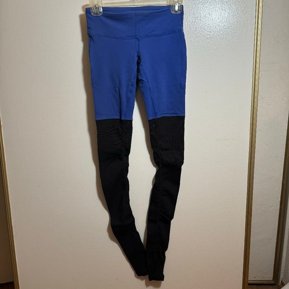 ALO Yoga Goddess Ribbed Leggings Blue and Black XS - Picture 4 of 7